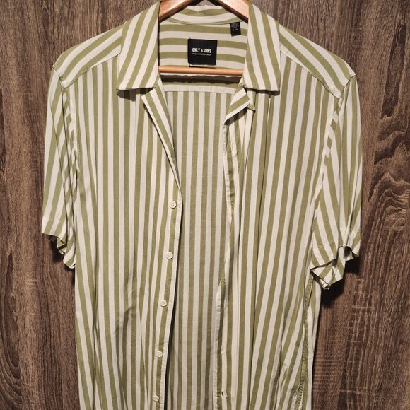 Only & Sons short sleeve summer shirt green stripes - Picture 5 of 6